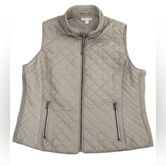 Westport Tan Beige Khaki Sleeveless Zip Up Vest Jacket Coat Women's Size 1 X - Picture 7 of 7
